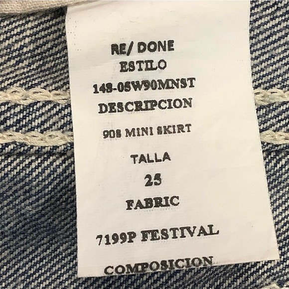 NEW! RE/DONE 90s Mini Skirt Chunky Stitch Indigo Size 25 Denim $265 msrp  I6-3 - Picture 10 of 10